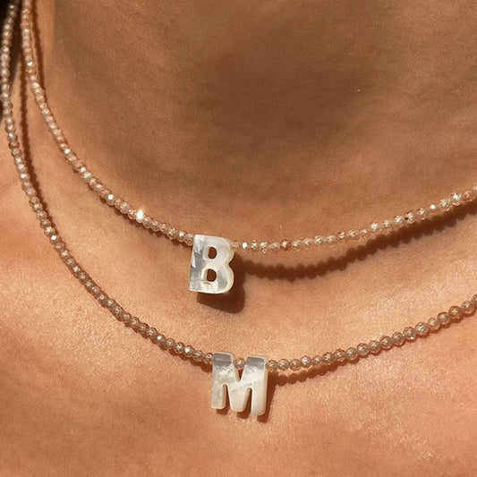 collier perles miyuki avec initial prénom