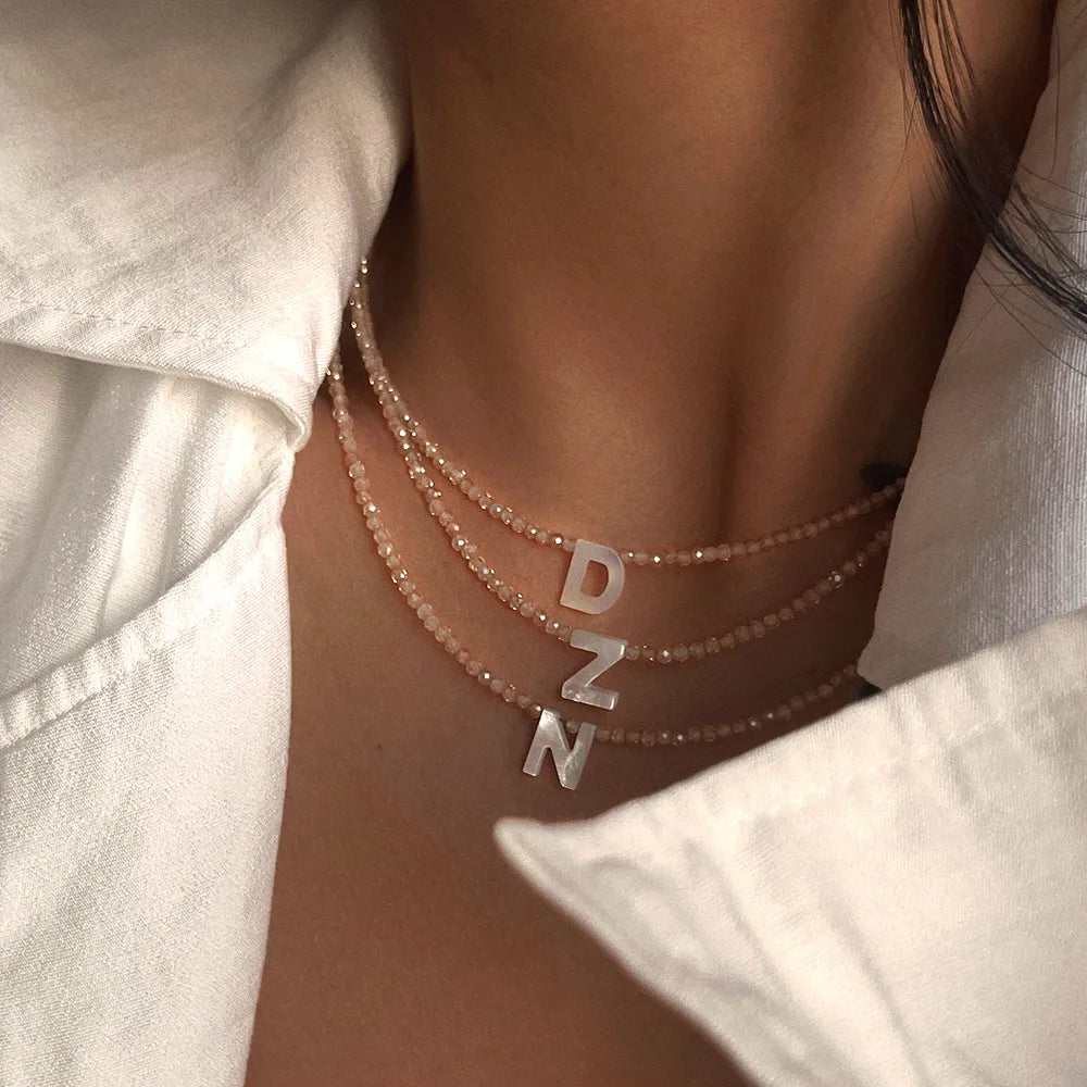 collier perles miyuki avec initial prénom